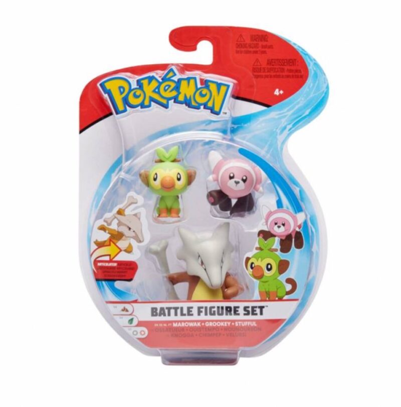 Figura Pokémon Marowak + Grookey + Stufful